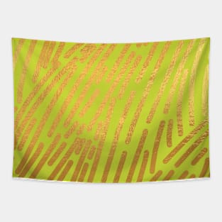 Lime Gold colored abstract lines pattern Tapestry