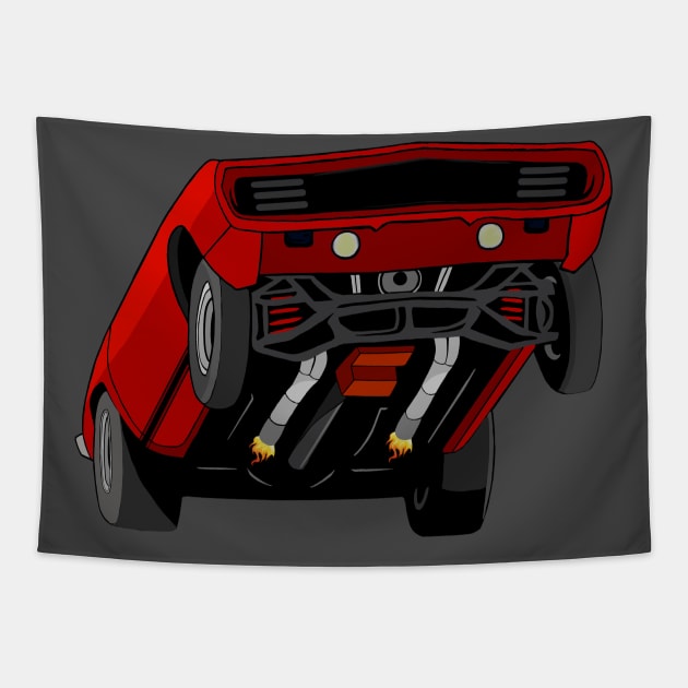 Red 1969 drag car Tapestry by Ugga Dugga Designs