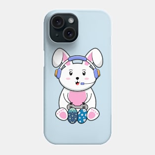 Happy easter - A cute Easter bunny playing video game. Phone Case
