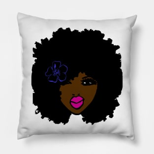 BrownSkin Curly Afro Natural Hair💋💋 PinkLips TShirt Pillow