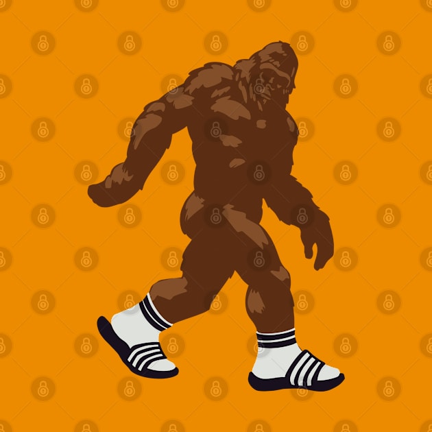 Bigfoot Wearing Slides with Socks by CTKR Studio