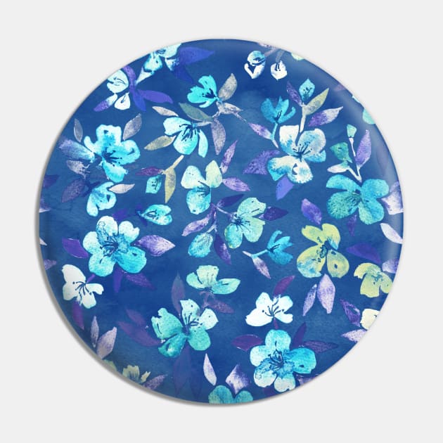 Grown Up Betty - blue watercolor floral Pin by micklyn