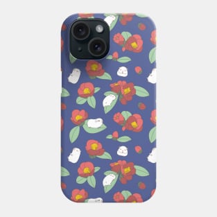 Albino Guinea Pigs and Japanese Camellias Pattern Phone Case