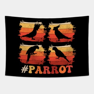 Parrot Bird Vintage Distressed Retro Style Silhouette 70s Tapestry