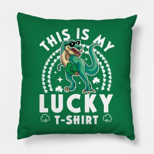 This Is My Lucky Shirt Kids Funny Dinosaur St Patrick's Day Pillow