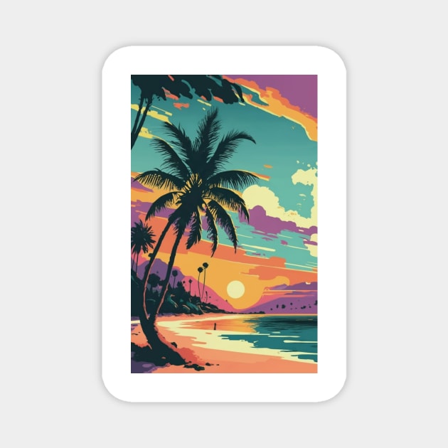 Sunset at the beach Magnet by Gate4Media