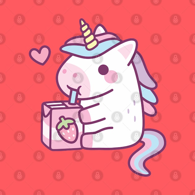 Cute Little Unicorn Loves Strawberry Milk by rustydoodle