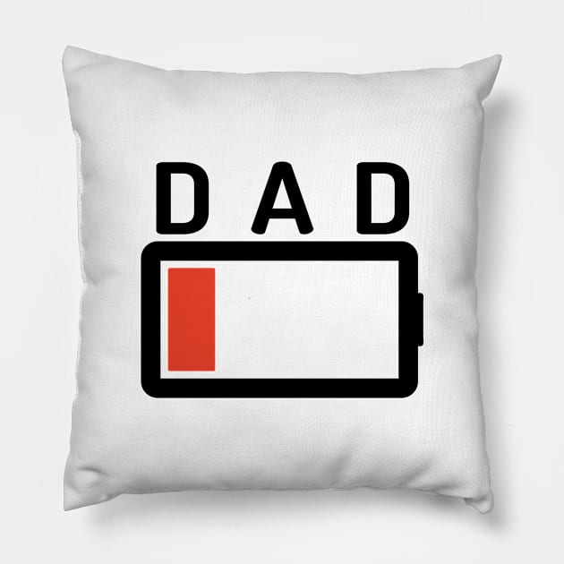 Funny Parenting Dad Low Battery Empty Tired T-shirt Pillow by RedYolk