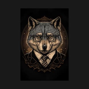 Handsome Wolf portrait with Glasses T-Shirt