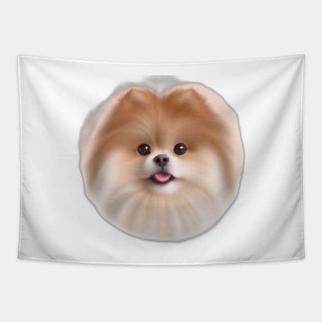 Cute Pomeranian Drawing Tapestry by Play Zoo