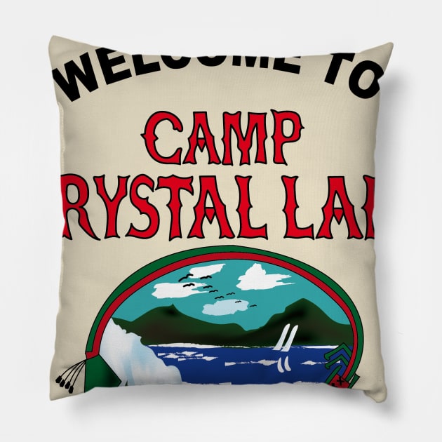 Welcome to Crystal Lake Pillow by sebstgelais