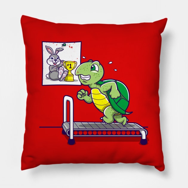 Funny Gym Motivation Workout Turtle Exercise Cute Fable Cartoon Pillow by BoggsNicolas