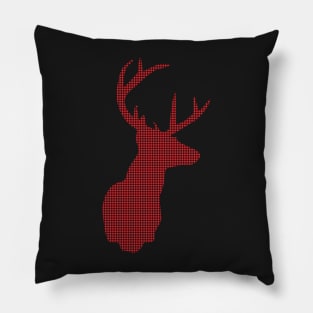 Deer, Red and Black Plaid Pillow