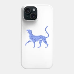 Blue Leopard Drawing Phone Case