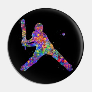 Cricket player watercolor art Pin