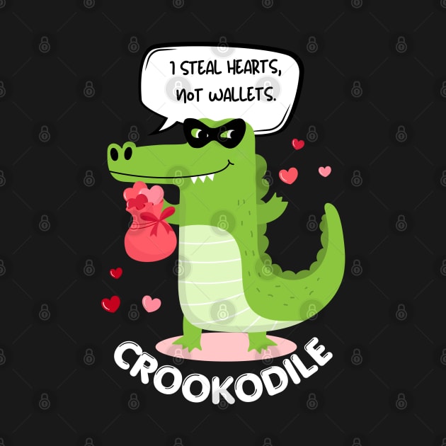 Funny Crocodile Heart Thief by Fj Greetings