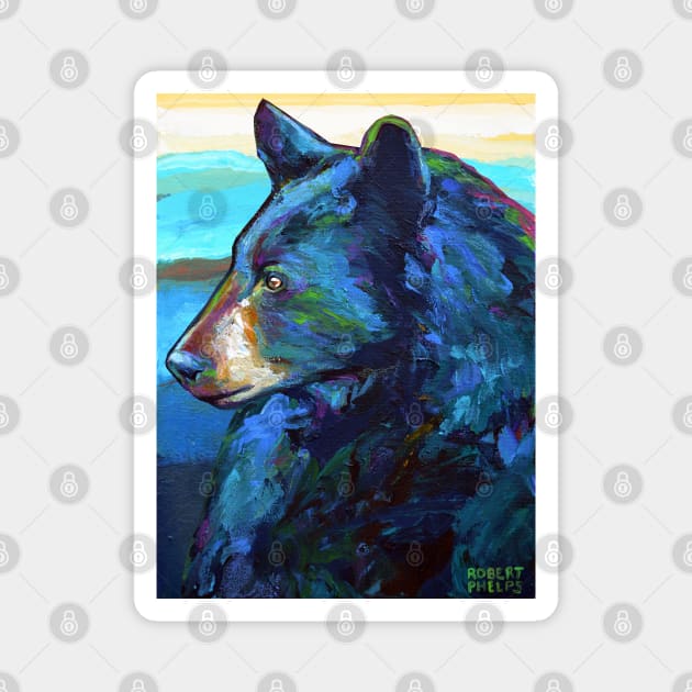 Mountain BLACK BEAR by Robert Phelps Magnet by RobertPhelpsArt