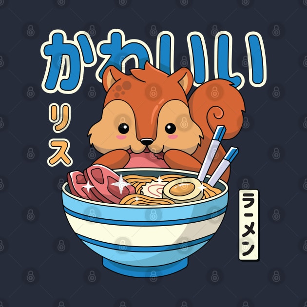 Kawaii Squirrel Enjoying Ramen by spacedowl