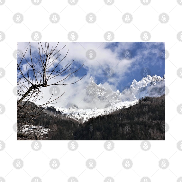 Snowy Mountain Landscape with Tree by econaki