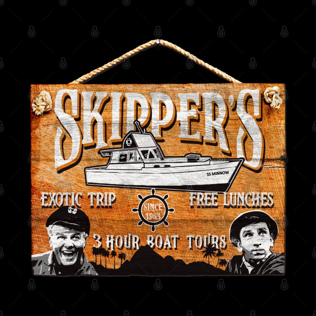 Skipper Gilligan's Island Wooden Sign by Alema Art