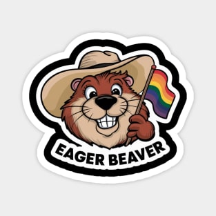 Eager Beaver With LGBT Pride Flag Magnet