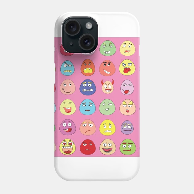 Cute emojis with a pink background Phone Case by James P. Manning