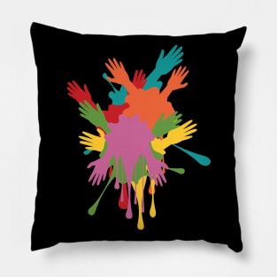 Colorful hands up Pillow