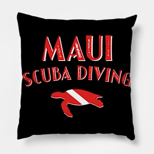 Maui – Scuba Diving - Sea Turtle & Diver Down Flag Pillow