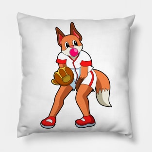 Fox at Baseball with Baseball glove Pillow