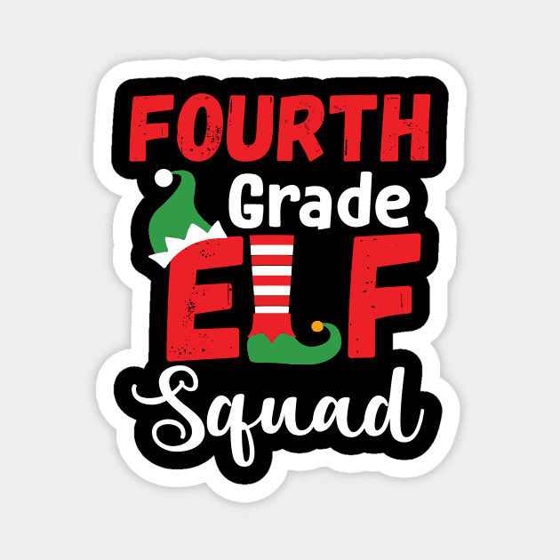 Cute Fourth Grade Elf Squad Teacher Christmas Magnet by Dunnhlpp