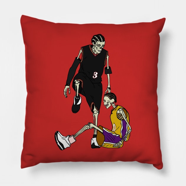 Skeleton Allen Iverson Steps Over Tyronn Lue Pillow by rattraptees