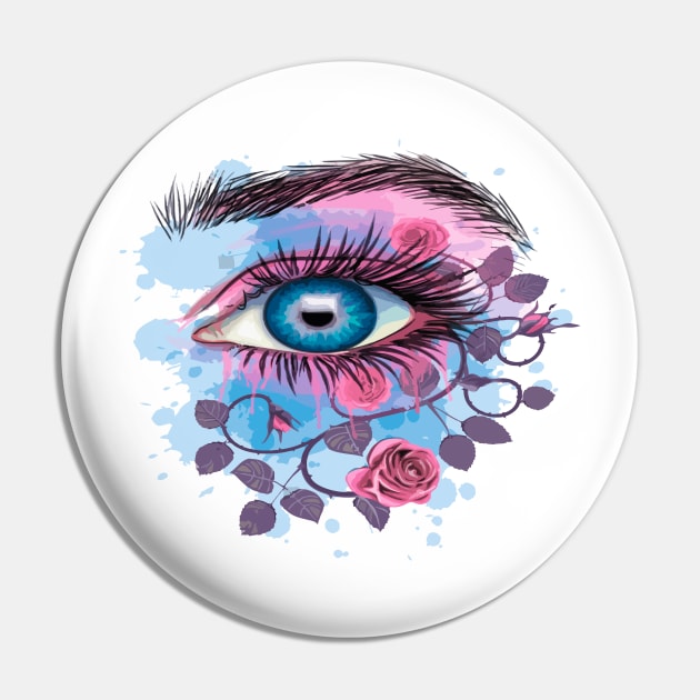 Floral eye stylized Pin by jobieh shop