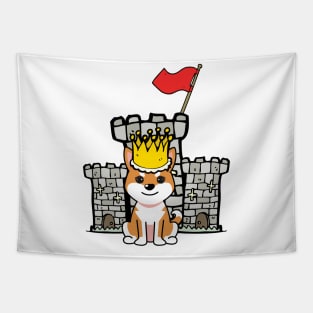 Cute orange dog is king of the castle Tapestry