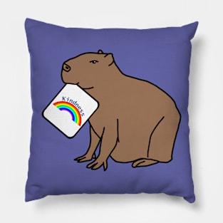 Capybara with Kindness Rainbow Sign Positivity Pillow