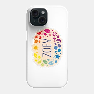 Zoey name with colorful leaves Phone Case