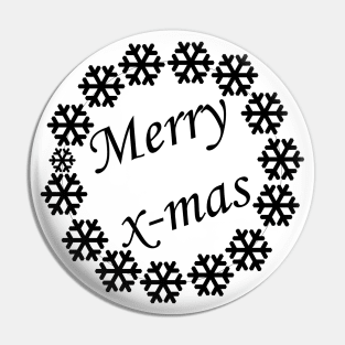 Merry X-mas Typography Design - Black and White 2 Pin