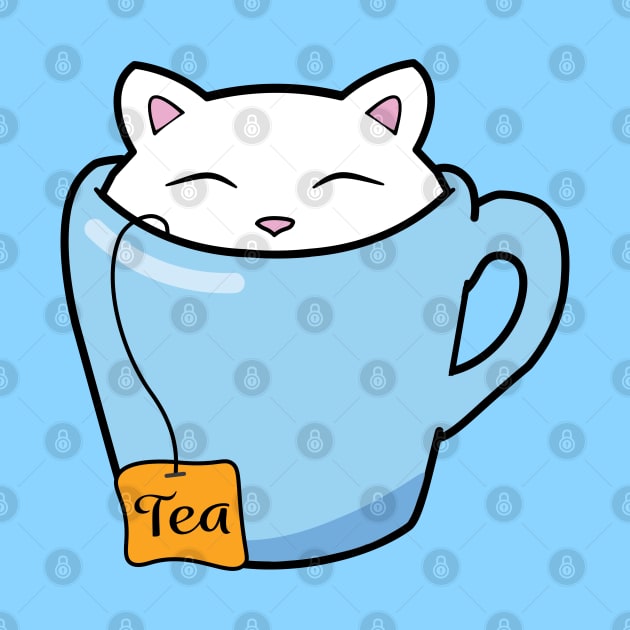 Cat in a blue cup of tea by Purrfect