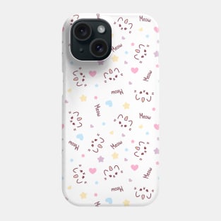 Cute white cat caticorn or kitten Unicorn seamless pattern Phone Case