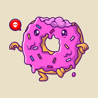 Cute Donut Zombie Walking Cartoon T-Shirt