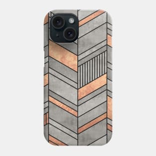 Abstract Chevron Pattern - Concrete and Copper Phone Case