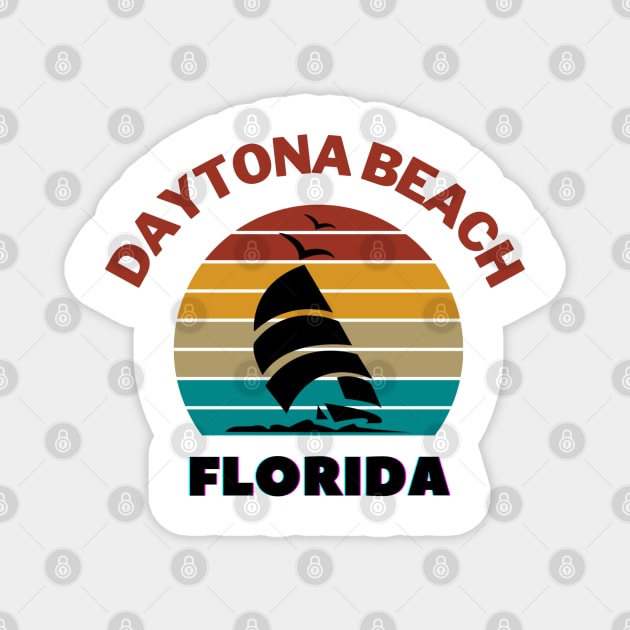 Daytona Beach Florida Retro Vintage Sunset Magnet by AdrianaHolmesArt