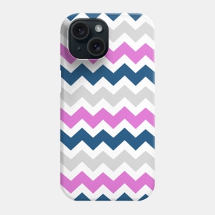 Pink Navy Blue Grey Chevron Pattern Phone Case