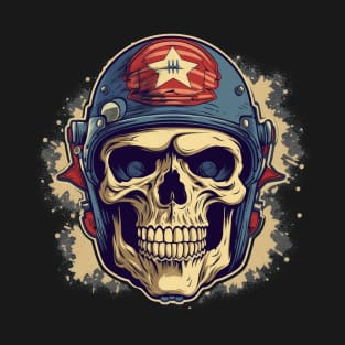 Biker Helmet Pilot Skull T-Shirt