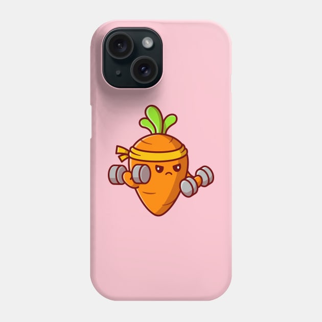 Cute Carrot Lifting Dumbbell Cartoon Phone Case by Catalyst Labs