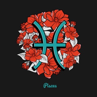 Floral Zodiac Sign Pisces Gift Women Men T-Shirt