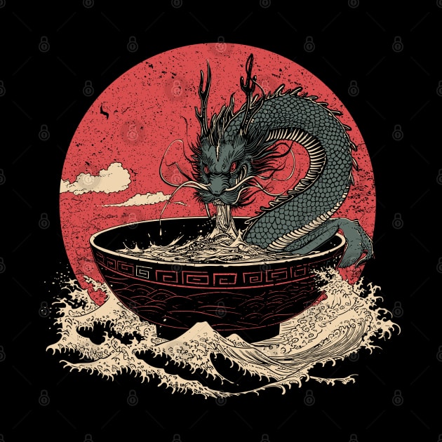 Dragon eating ramen by Yopi