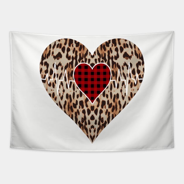 Women’s Striped Plaid Printed Heart Valentine's Day Tapestry by Nicolas5red1