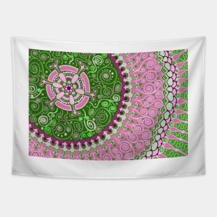 Pink and Green Mandala Tapestry