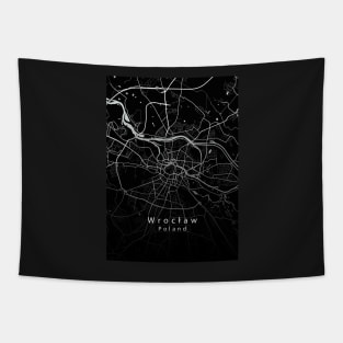 Wroclaw Poland City Map dark Tapestry