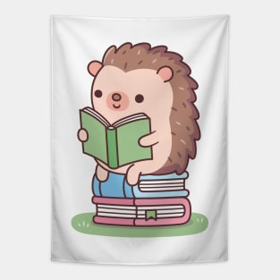 Cute Hedgehog Reading A Book Tapestry